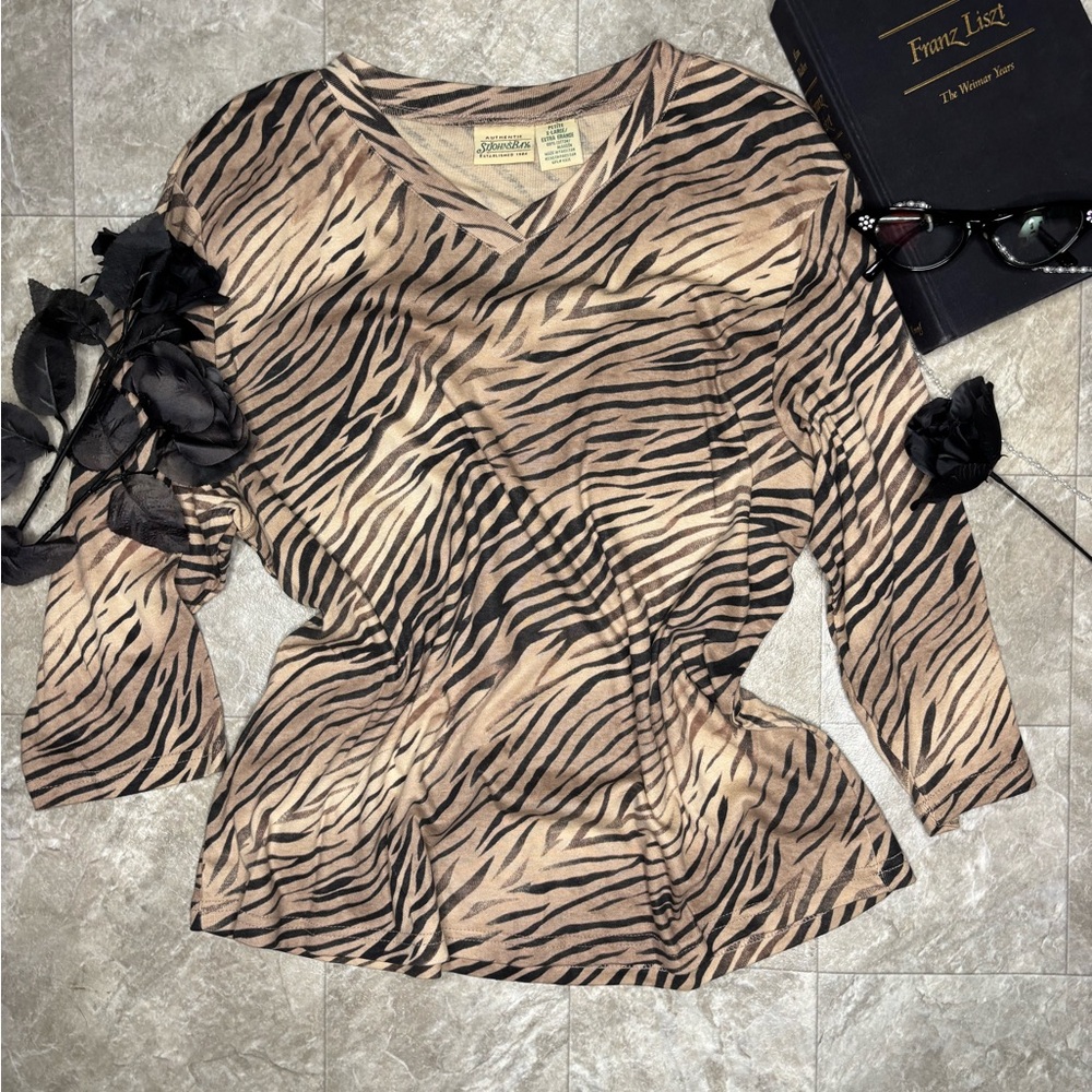 St. John's Bay Zebra Print Long Sleeve Top